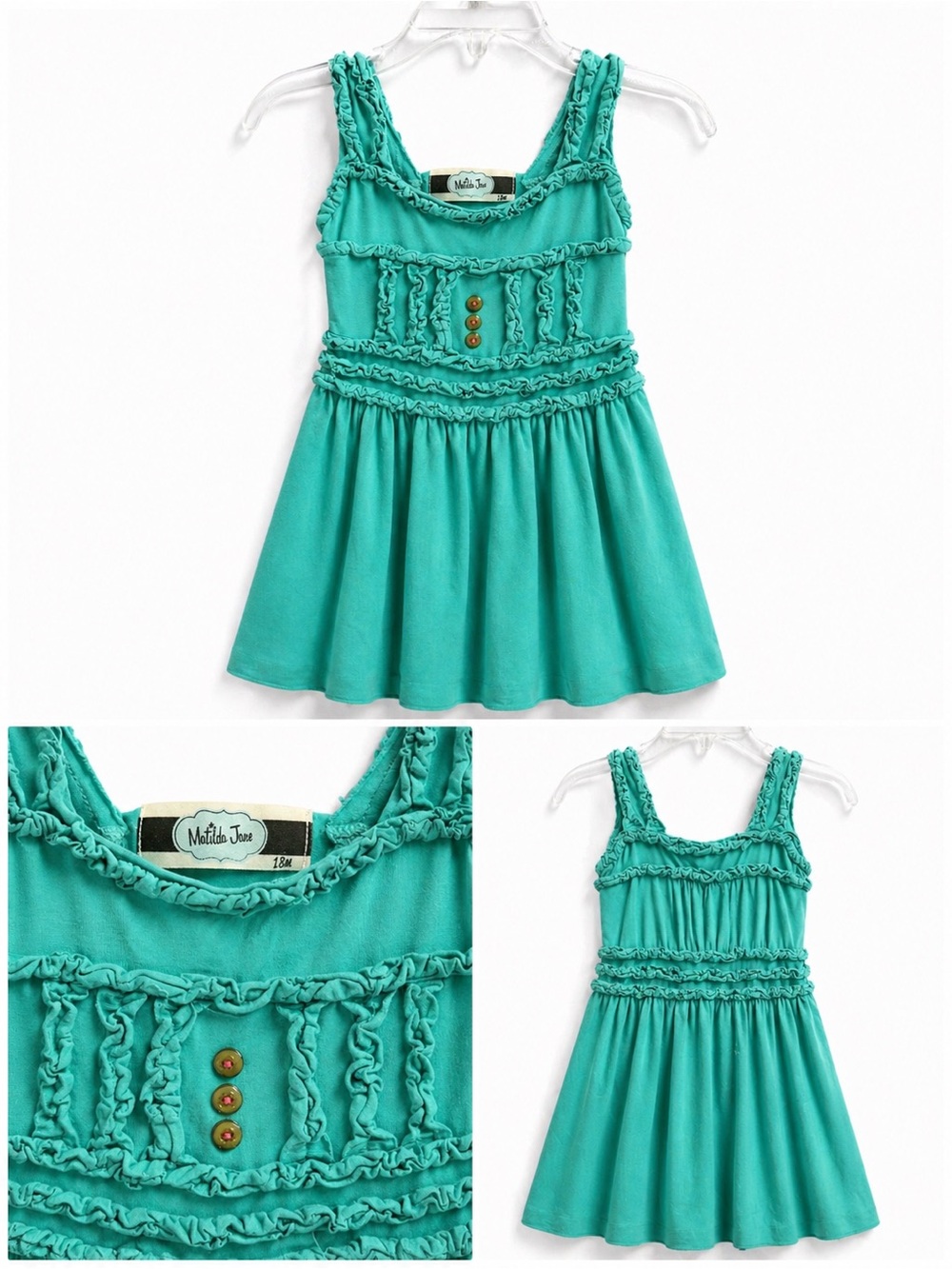 Matilda Jane Teal Ruffle Tank Dress 18m